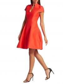 Halston - Cap-Sleeve Silk-Blend Faille Flare Dress at Saks Fifth Avenue